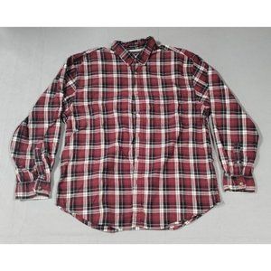 Faded Glory Mens Red Plaid Long Sleeve Button Up Flannel Size XL